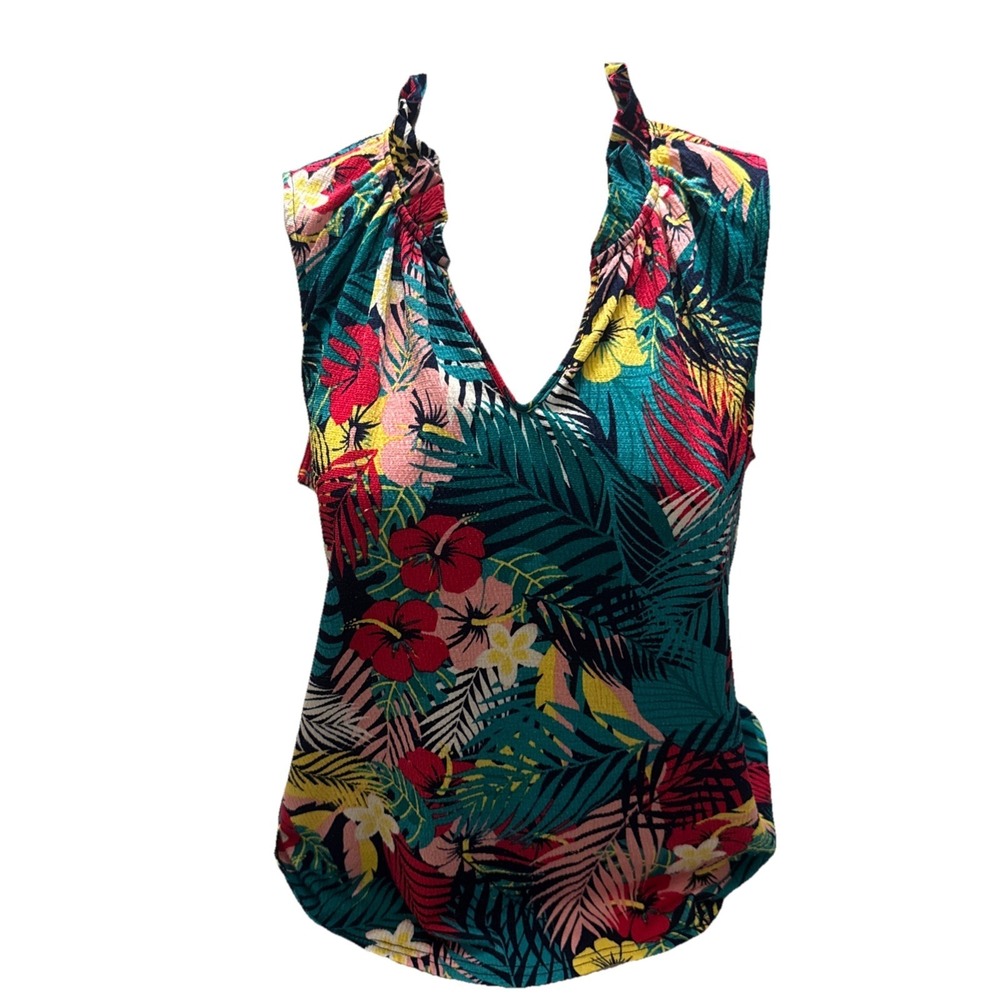 Melloday Floral Sleeveless Blouse Size Large